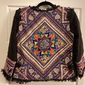 Billabong Lou Embroidered Black Cropped Jacket